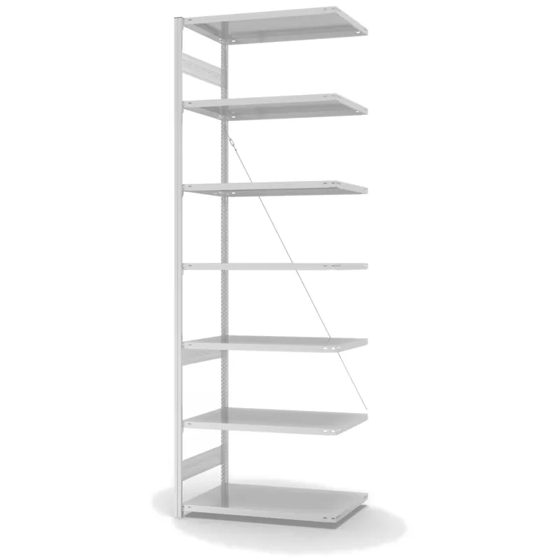 hofe Anbau-Fachbodenregal für Einseitige Nutzung - Stecksystem ORION PLUS - Fachlast 140 kg - H3000 B1000 T600 mm - RAL7035 Lichtgrau Aktuell