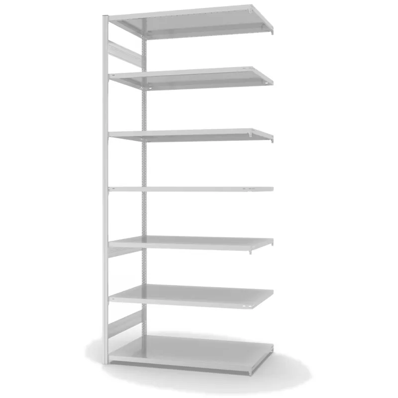 Schnäppchen hofe Anbau-Fachbodenregal für Beidseitige Nutzung - Stecksystem ORION PLUS - Fachlast 240 kg - H3000 B1300 T800 mm - RAL7035 Lichtgrau