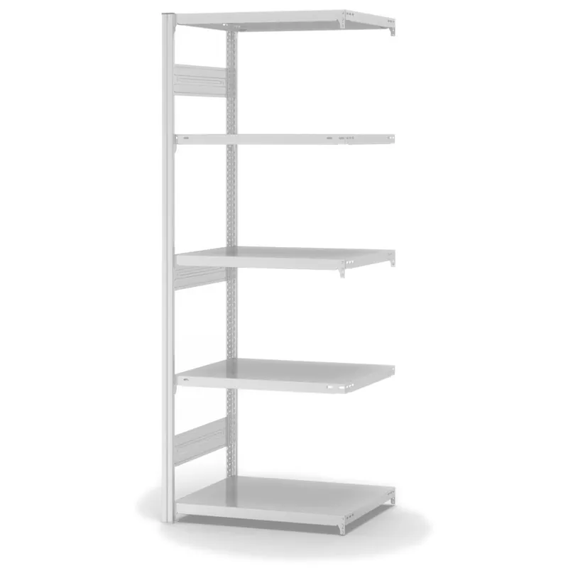 hofe Anbau-Fachbodenregal für Beidseitige Nutzung - Stecksystem ORION PLUS - Fachlast 300 kg - H2000 B750 T500 mm - RAL7035 Lichtgrau Direkt Vom Hersteller