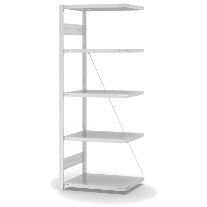 Versand Am Gleichen Tag hofe Anbau-Fachbodenregal für Einseitige Nutzung - Stecksystem ORION PLUS - Fachlast 230 kg - H2000 B750 T500 mm - RAL7035 Lichtgrau