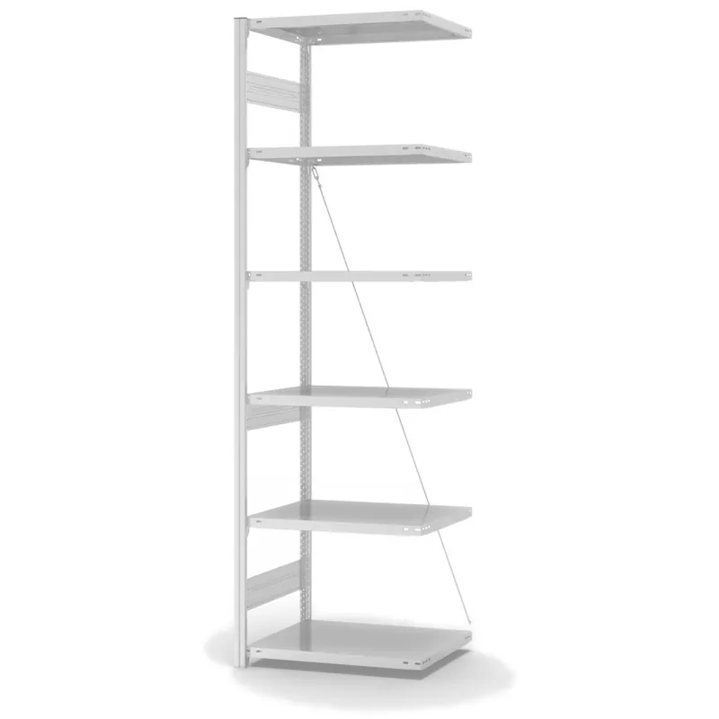hofe Anbau-Fachbodenregal für Einseitige Nutzung - Stecksystem ORION PLUS - Fachlast 300 kg - H2500 B750 T500 mm - RAL7035 Lichtgrau Nur Für Kurze Zeit