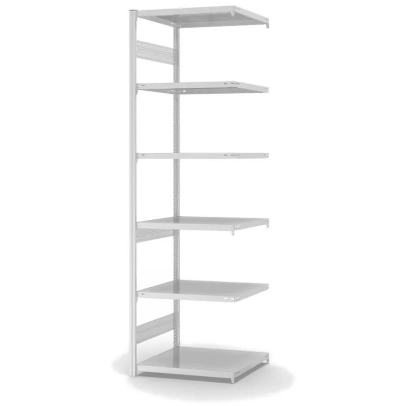 Sonderaktion hofe Anbau-Fachbodenregal für Beidseitige Nutzung - Stecksystem ORION PLUS - Fachlast 240 kg - H2500 B750 T600 mm - RAL7035 Lichtgrau