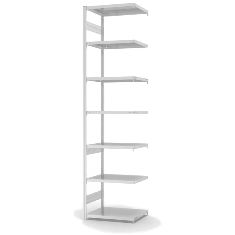 Knallerangebot hofe Anbau-Fachbodenregal für Beidseitige Nutzung - Stecksystem ORION PLUS - Fachlast 230 kg - H3000 B750 T500 mm - RAL7035 Lichtgrau