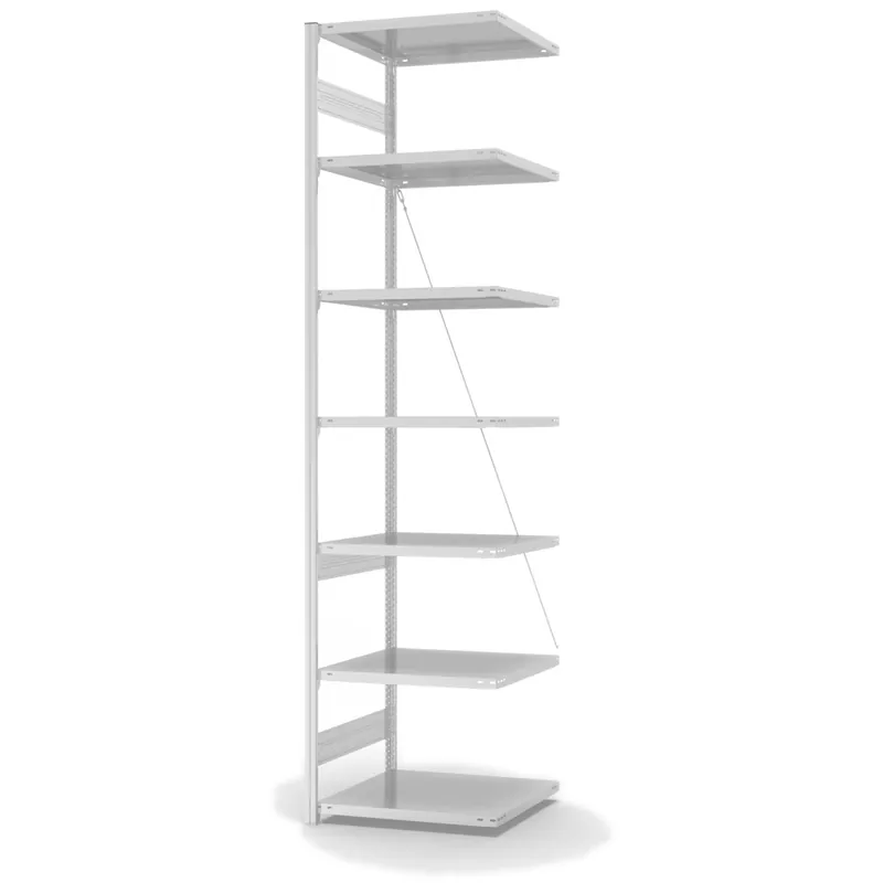 hofe Anbau-Fachbodenregal für Einseitige Nutzung - Stecksystem ORION PLUS - Fachlast 240 kg - H3000 B750 T600 mm - RAL7035 Lichtgrau Sofort Bestellen