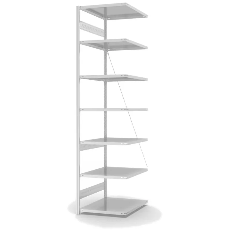 hofe Anbau-Fachbodenregal für Einseitige Nutzung - Stecksystem ORION PLUS - Fachlast 230 kg - H3000 B750 T800 mm - RAL7035 Lichtgrau Solange Der Vorrat Reicht