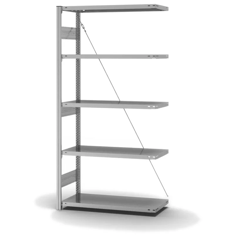 Preisreduziert hofe Anbau-Fachbodenregal für Einseitige Nutzung - Stecksystem ORION PLUS - Fachlast 315 kg - H2000 B1000 T400 mm - Verzinkt