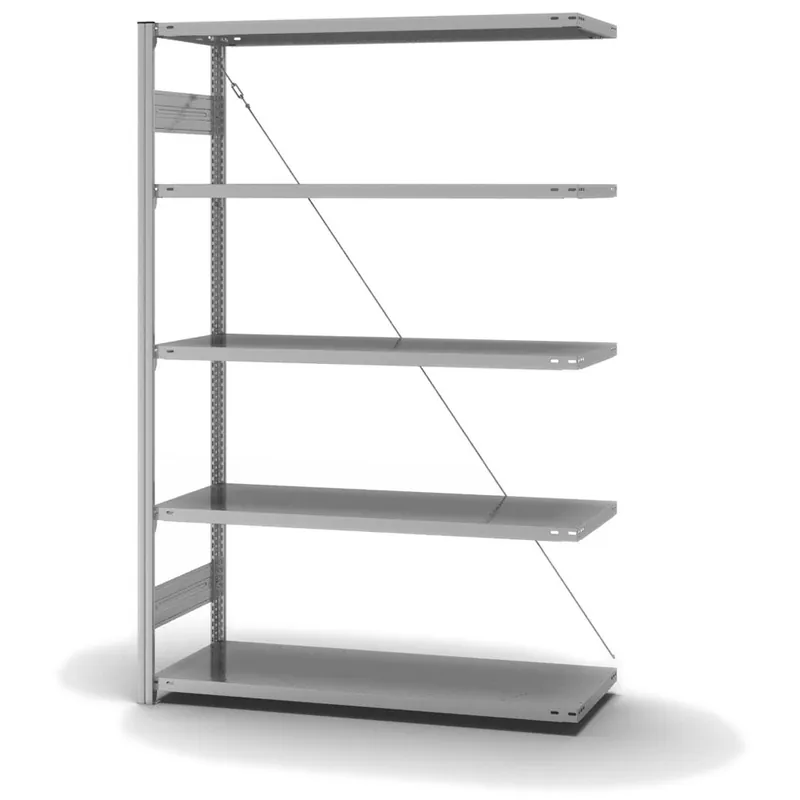 hofe Anbau-Fachbodenregal für Einseitige Nutzung - Stecksystem ORION PLUS - Fachlast 230 kg - H2000 B1300 T500 mm - Verzinkt Rabatt