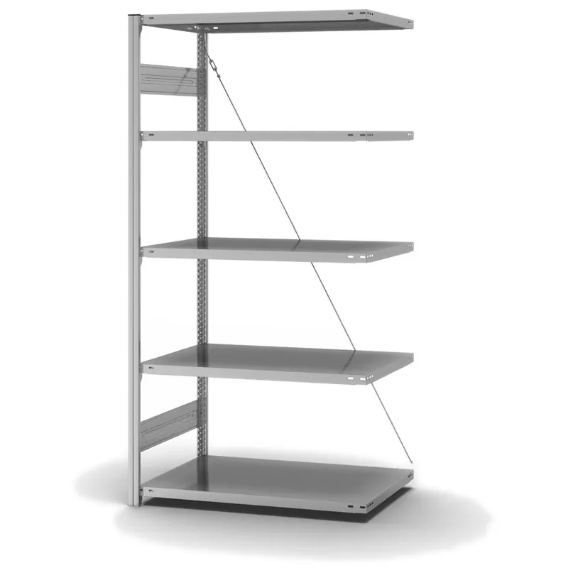 hofe Anbau-Fachbodenregal für Einseitige Nutzung - Stecksystem ORION PLUS - Fachlast 240 kg - H2000 B1000 T600 mm - Verzinkt Markenware