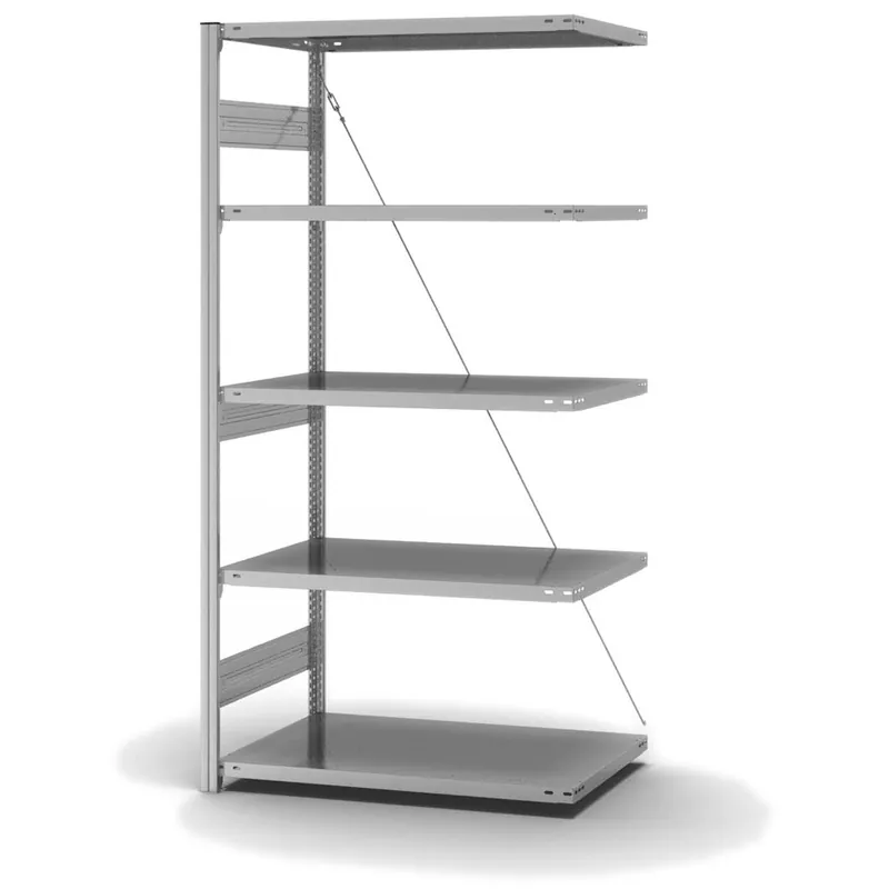 hofe Anbau-Fachbodenregal für Einseitige Nutzung - Stecksystem ORION PLUS - Fachlast 330 kg - H2000 B1000 T600 mm - Verzinkt Garantierte Lieferung