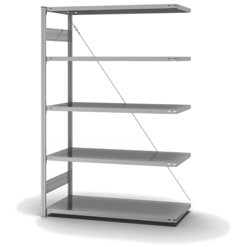 hofe Anbau-Fachbodenregal für Einseitige Nutzung - Stecksystem ORION PLUS - Fachlast 240 kg - H2000 B1300 T600 mm - Verzinkt Preisknaller