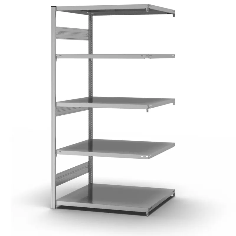 hofe Anbau-Fachbodenregal für Beidseitige Nutzung - Stecksystem ORION PLUS - Fachlast 330 kg - H2000 B1000 T800 mm - Verzinkt Finale Aktion