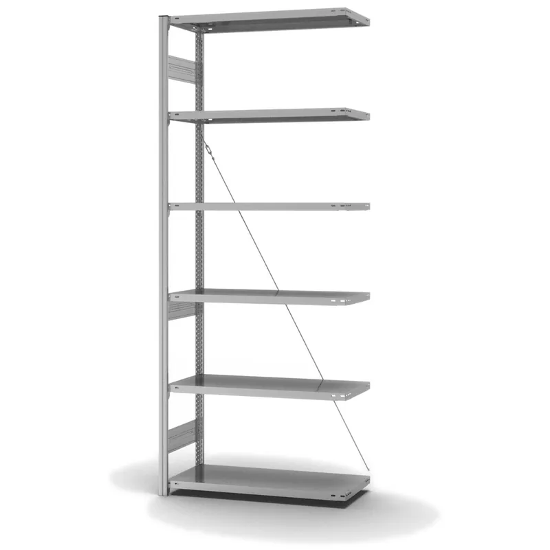 hofe Anbau-Fachbodenregal für Einseitige Nutzung - Stecksystem ORION PLUS - Fachlast 315 kg - H2500 B1000 T400 mm - Verzinkt Top-Seller