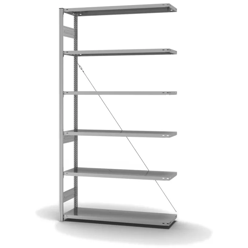 Mega-Angebot hofe Anbau-Fachbodenregal für Einseitige Nutzung - Stecksystem ORION PLUS - Fachlast 315 kg - H2500 B1300 T400 mm - Verzinkt