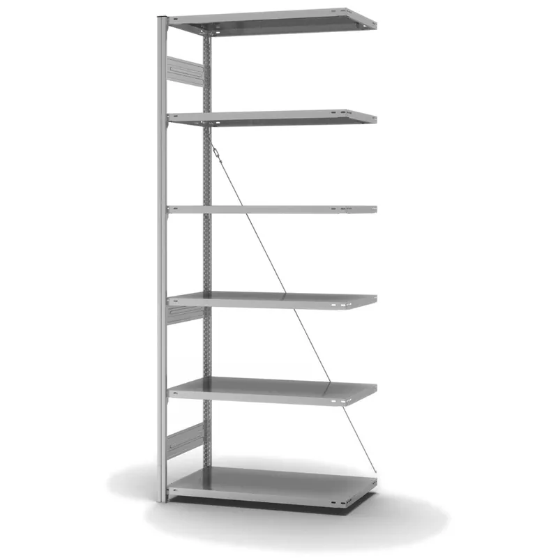 Saisonangebot hofe Anbau-Fachbodenregal für Einseitige Nutzung - Stecksystem ORION PLUS - Fachlast 330 kg - H2500 B1000 T500 mm - Verzinkt