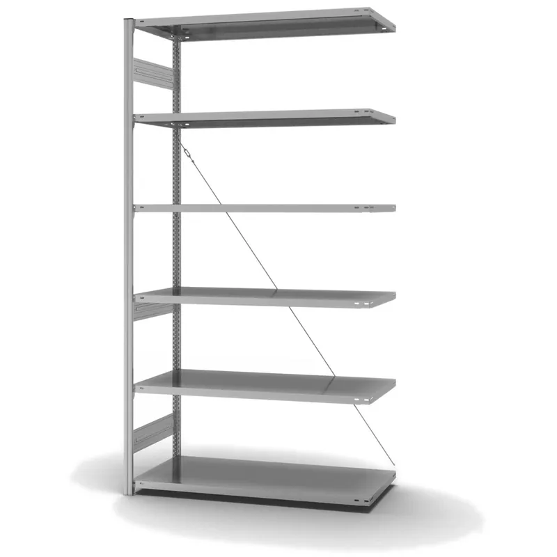 Mega-Angebot hofe Anbau-Fachbodenregal für Einseitige Nutzung - Stecksystem ORION PLUS - Fachlast 240 kg - H2500 B1300 T600 mm - Verzinkt