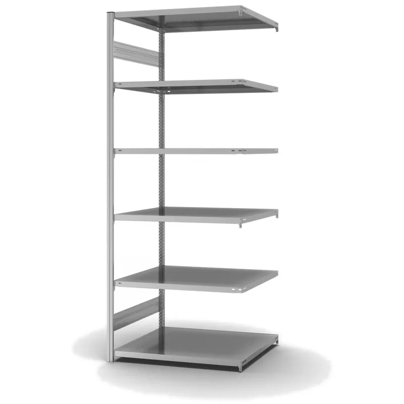 Expressversand hofe Anbau-Fachbodenregal für Beidseitige Nutzung - Stecksystem ORION PLUS - Fachlast 130 kg - H2500 B1000 T800 mm - Verzinkt