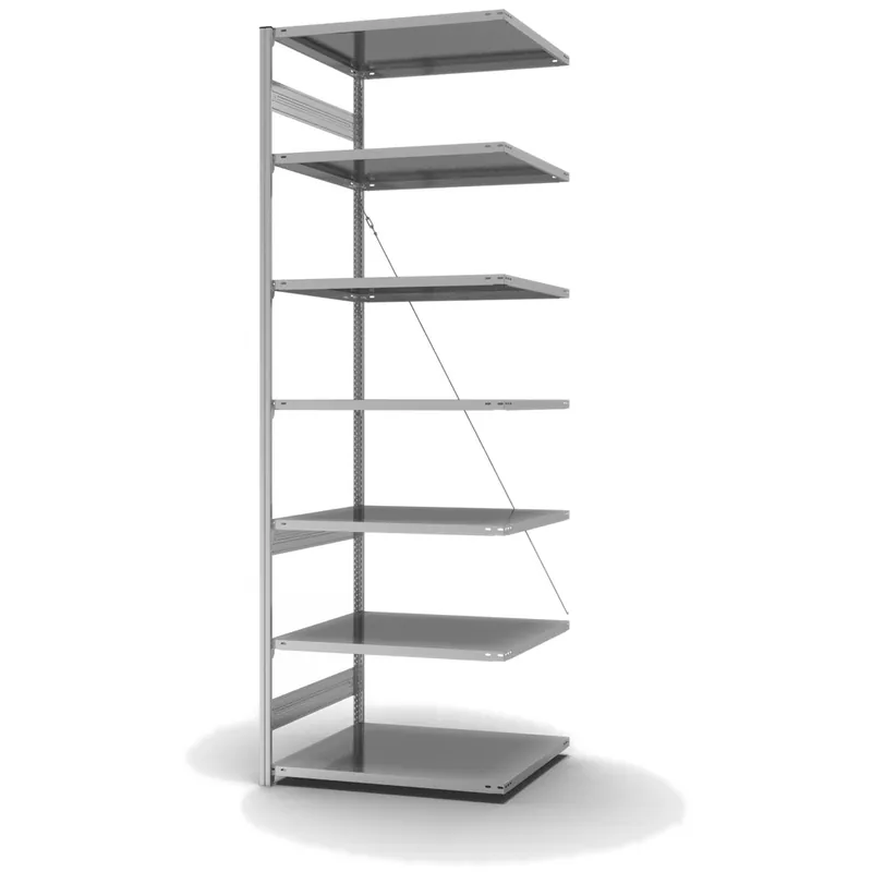 Sofort Bestellen hofe Anbau-Fachbodenregal für Einseitige Nutzung - Stecksystem ORION PLUS - Fachlast 130 kg - H3000 B1000 T800 mm - Verzinkt