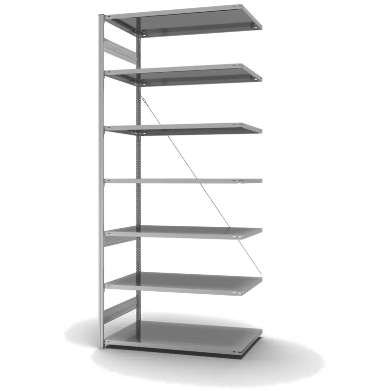 Sonderaktion hofe Anbau-Fachbodenregal für Einseitige Nutzung - Stecksystem ORION PLUS - Fachlast 240 kg - H3000 B1300 T800 mm - Verzinkt