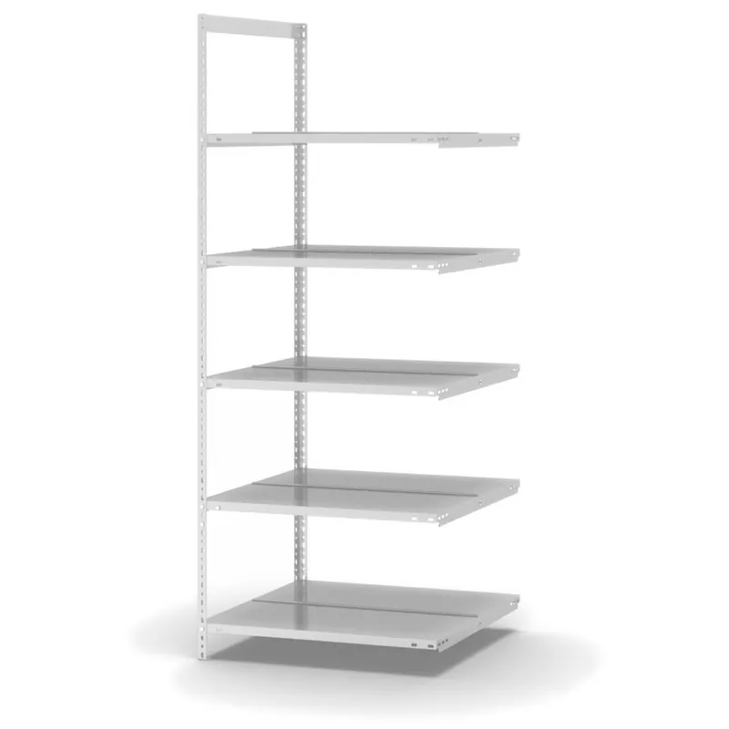 Ausverkauf hofe Akten-Anbauregal für Zweiseitige Nutzung - Schraubsystem WR - 750 x 600 mm1850 mm Winkelpfosten und Böden RAL7035 lichtgrau