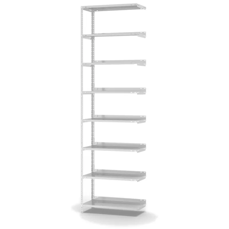 Preisreduziert hofe Akten-Anbauregal für Einseitige Nutzung - Schraubsystem WR - 750 x 300 mm2550 mm Winkelpfosten und Böden RAL7035 lichtgrau