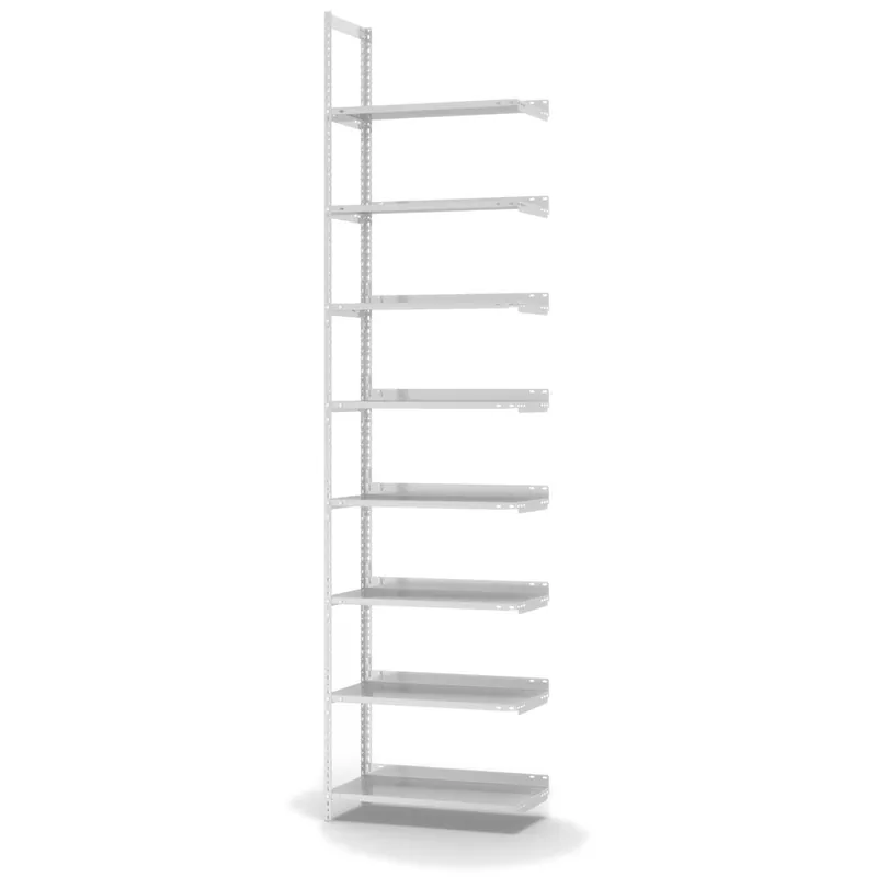 hofe Akten-Anbauregal für Einseitige Nutzung - Schraubsystem WR - 750 x 300 mm2900 mm Winkelpfosten und Böden RAL7035 lichtgrau Rabatt