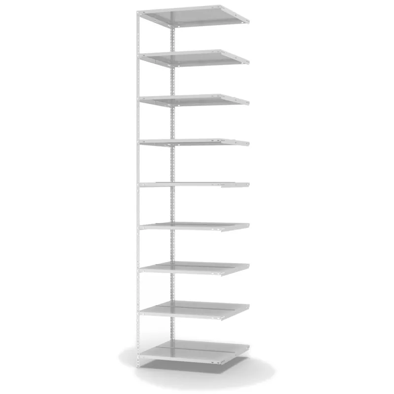 Jetzt Bestellen hofe Akten-Anbauregal für Zweiseitige Nutzung - Schraubsystem WR - 750 x 600 mm2900 mm Winkelpfosten und Böden RAL7035 lichtgrau