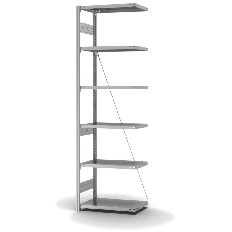 Sale hofe Anbau-Fachbodenregal für Einseitige Nutzung - Stecksystem ORION PLUS - Fachlast 225 kg - H2500 B750 T400 mm - Verzinkt