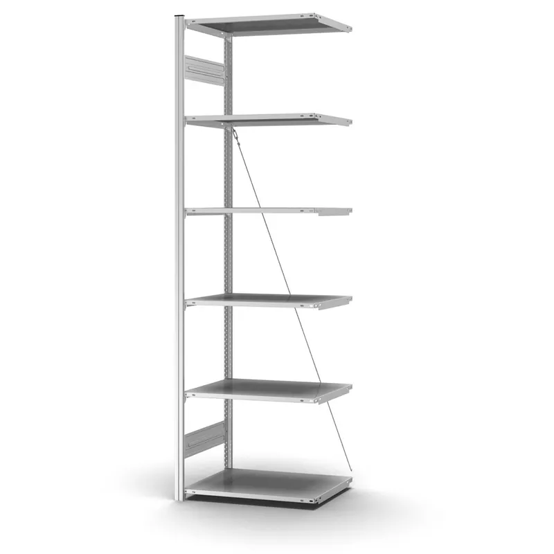 Ausverkauf hofe Profi-Anbaulagerregal für Einseitige Nutzung - Stecksystem ORION PLUS - H2500 B750 T500 mm - Verzinkt
