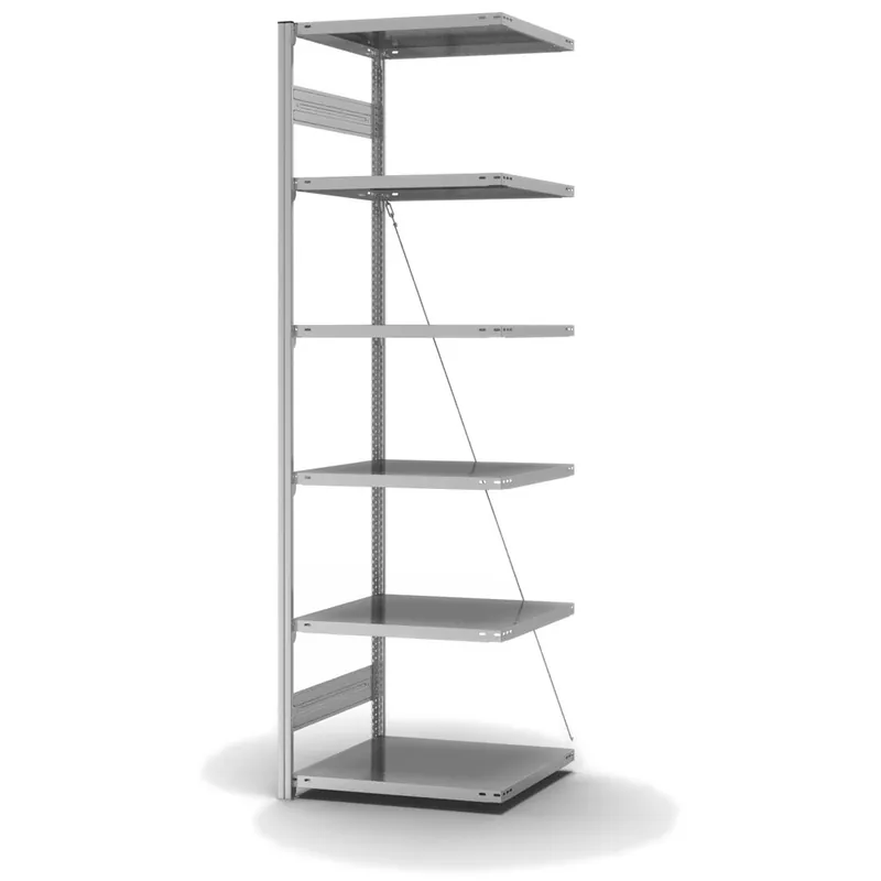 hofe Anbau-Fachbodenregal für Einseitige Nutzung - Stecksystem ORION PLUS - Fachlast 140 kg - H2500 B750 T600 mm - Verzinkt Aktuell