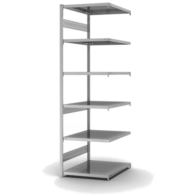 hofe Anbau-Fachbodenregal für Beidseitige Nutzung - Stecksystem ORION PLUS - Fachlast 300 kg - H2500 B750 T800 mm - Verzinkt Markenprodukt