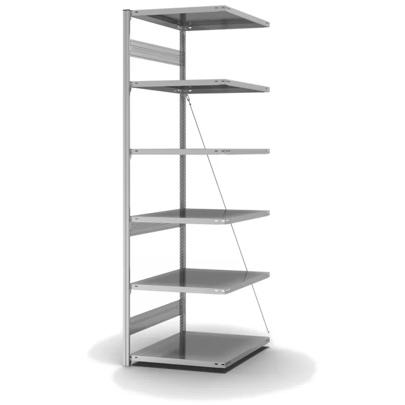 hofe Anbau-Fachbodenregal für Einseitige Nutzung - Stecksystem ORION PLUS - Fachlast 230 kg - H2500 B750 T800 mm - Verzinkt Rabatt