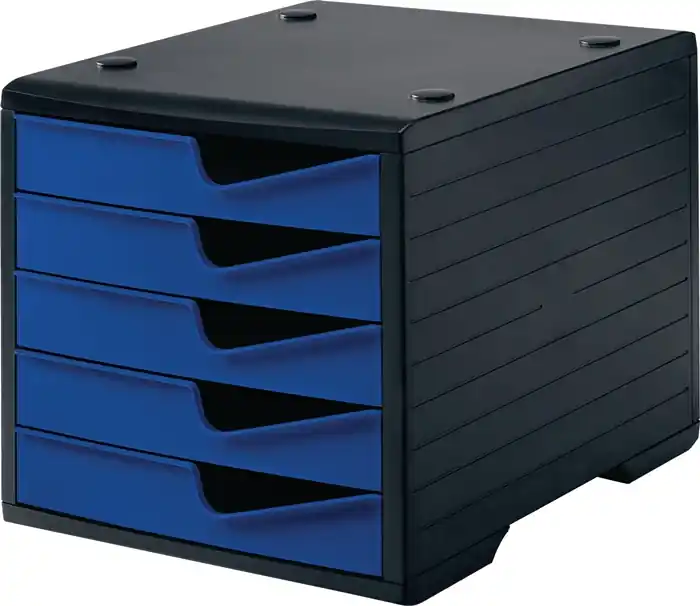 Ablagebox 5 Schubl.schwarz/blau Polystyrol H255xB270xT340mm STYRO Begrenztes Angebot