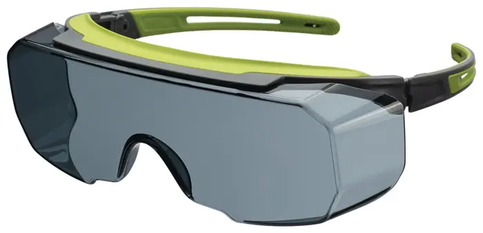Überbrille Avatar Plus OTG EN166,EN170,UKCA Rahmen grau/grün,Scheibe grau Preis Gesenkt