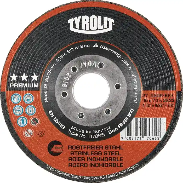 Schruppscheibe PREMIUM D178xS7mm K.30 gekr.Bohr.22,23mm TYROLIT VE: 10 Stück Angebot