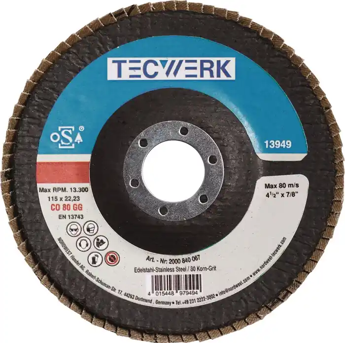 Direktkauf Fächerscheibe D.115mm K.120 kon.INOX CO TECWERK VE: 10 Stück