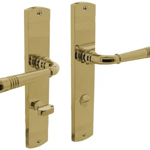 Expressversand Langschildschildgarnitur Helena Zamak F3 MS WC 72mm DIN L/R INTERSTEEL