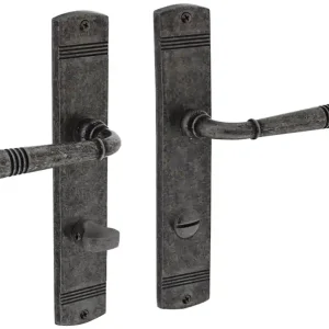 Preisknaller Langschildschildgarnitur Helena Zamak F77 Grau WC 72mm DIN L/R INTERSTEEL