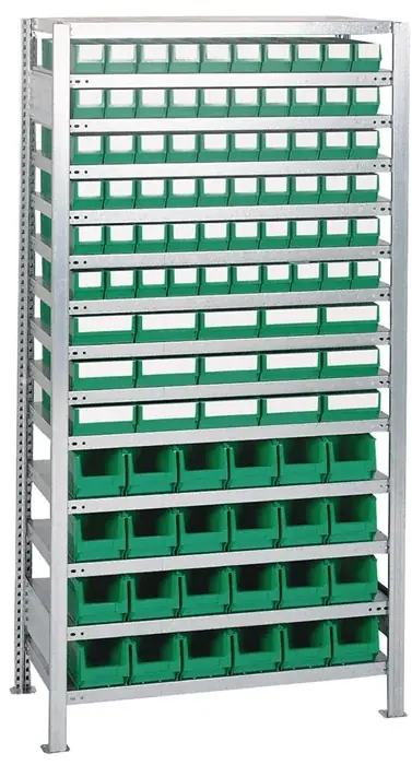 Nur Heute Steckregal H2000xB1000xT400mm Grundregal 14 Böden 60x3,15x4 grün 24xMK4 grün TW