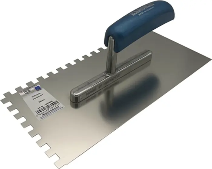 Glättekelle L.280mm B.130mm Buchenholzgriff Zahn 12x12mm rostfr.VA HAROMAC Expressversand