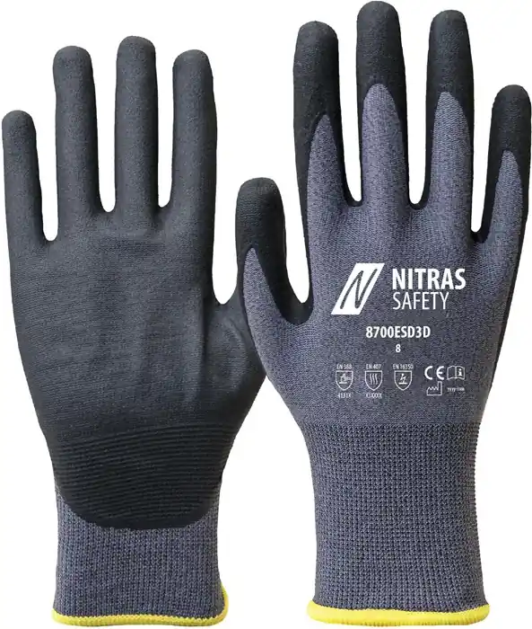 Aktuell Handschuhe 8700ESD3D Gr.10 grau/schwarz EN 388/EN 407/EN 16350 PSA II VE: 12 Paare