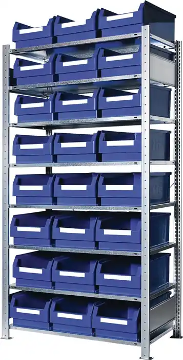 Steckregal H2000xB1000xT500mm Grundregal 8 Stahl-Bd.24xGr.2 blau KAPPES Neue Kollektion