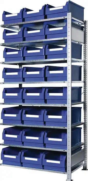 Steckregal H2000xB1000xT500mm Anbauregal 8 Stahl-Bd.24xGr.2 blau KAPPES Preiswert