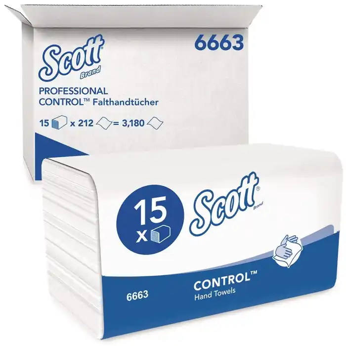 Knallerangebot Handtuch Scott® 6663 1-lagig,geprägt weiß L.ca.315 mmxB.ca.215mm 3180 Tücher/VE