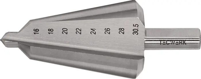 Blechschälbohrer Bohrber.16-30,5mm HSS-Co Gesamt-L.76mm Z.2 TECWERK Finale Aktion