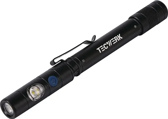 LED-Stiftleuchte Li-ion 90m blau/schwarz TECWERK Knallerangebot