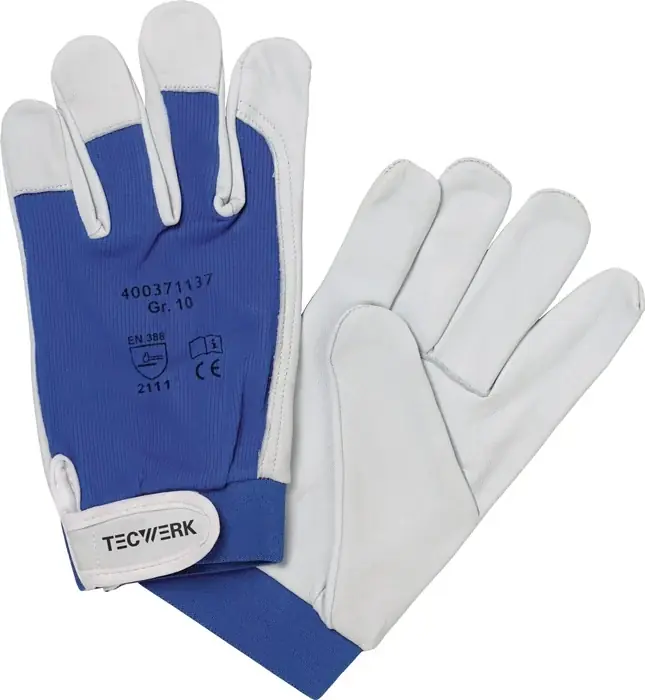 Handschuhe Donau Gr.9 natur/blau EN 388 PSA II TECWERK VE: 12 Paare Neue Kollektion