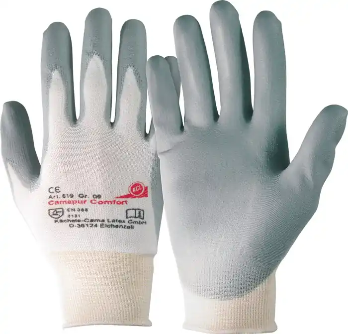 Handschuhe Camapur Comfort 619+ Gr.8 weiß/grau Polyamid mitPUR EN 388 Kat.II VE: 10 Paare Neuheit
