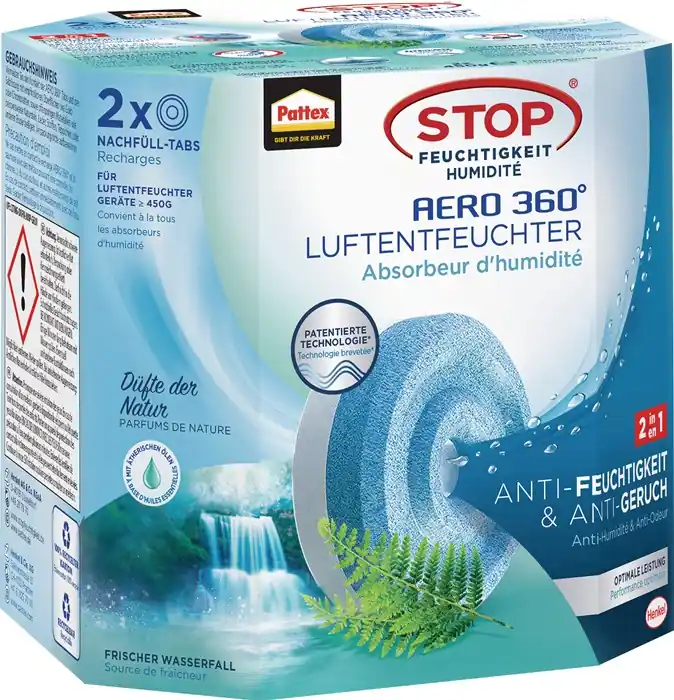 Luftentfeuchter Aero 360 2 Tabs à 450g AHAWF Waterfall Freshness Pk.PATTEX VE: 12 Stück Online Kaufen