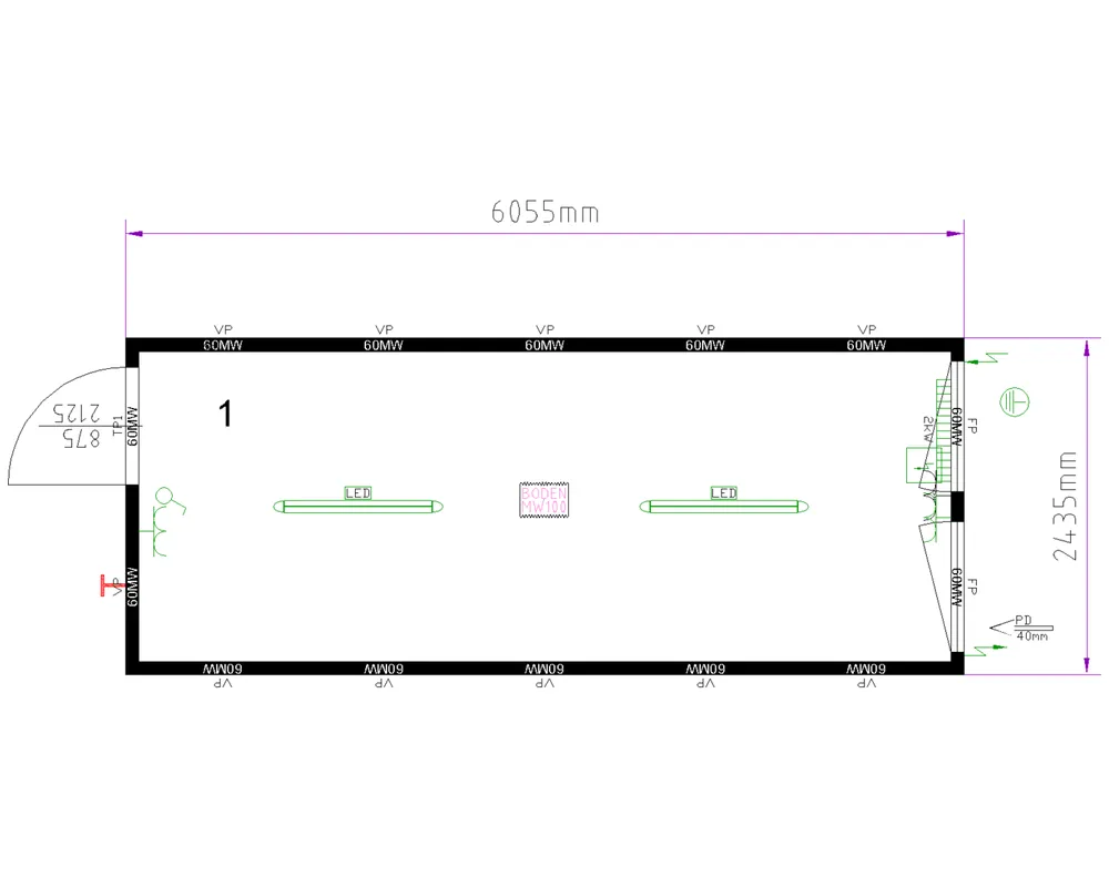 CONTAINEX Bürocontainer CLASSIC Line BM20' 6.055 x 2.435 x 2.800 mm Online Kaufen