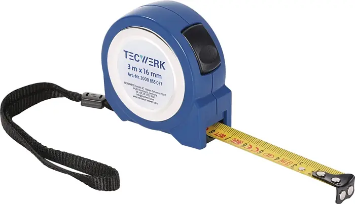 Taschenrollbandmaß L.8m B.25mm mm/cm EG II ABS Selbstarretierung TECWERK Preiswert